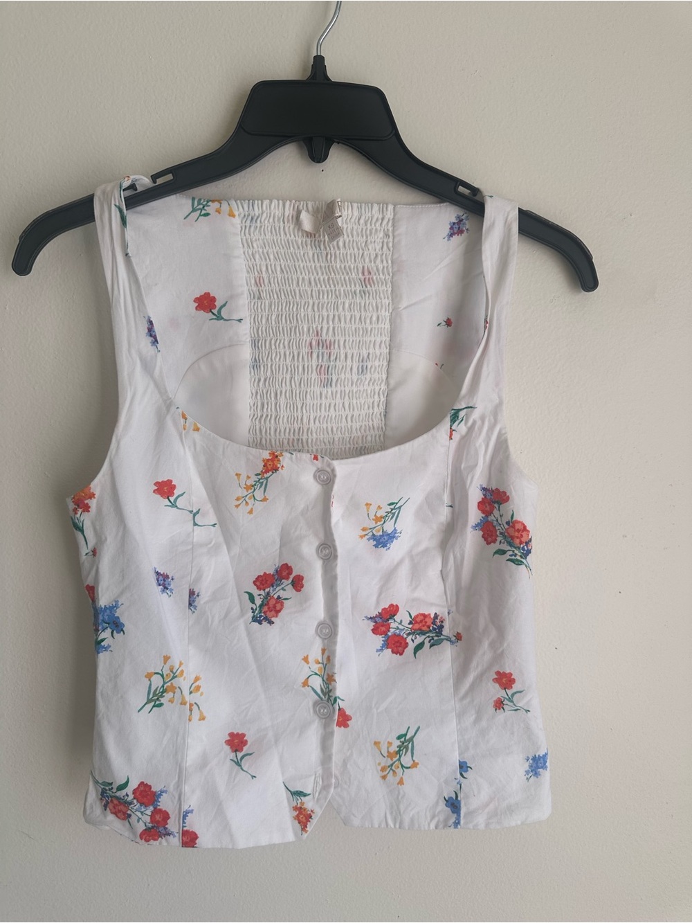 Wayf White Floral Button-Front Camisole